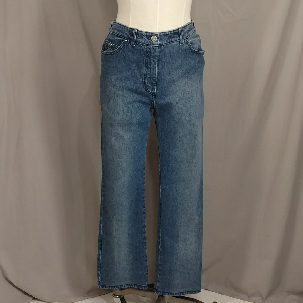 St John Stretch Denim Blue Jeans USA 6 Boot Cut Hemmed to 29.5" inseam 29" waist